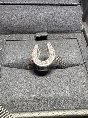 Horseshoe Pavé Cubic Zirconia Silver Ring - Women's Jewelry